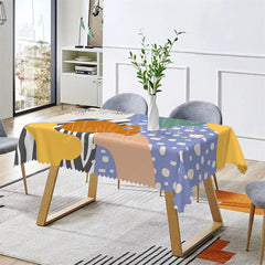 Lofaris Zebra Print Blue Yellow Modern Rectangle Tablecloth