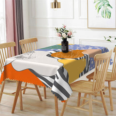 Lofaris Zebra Print Blue Yellow Modern Rectangle Tablecloth