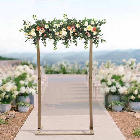 Lofaris 8.2ft Deep Wooden Floral Triangle Wedding Arch Stand | Hexagon Wedding Arch Decor | Wedding Arbor for Decorations | DIY Wedding Arch Stand