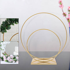 Lofaris 2Ft Gold Wreath Two Round Wedding Floral Arch Arbor