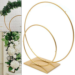 Lofaris 2Ft Gold Wreath Two Round Wedding Floral Arch Arbor