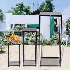 Lofaris 3 Pcs Black Metal Cuboid Shelf Wedding Decoractions