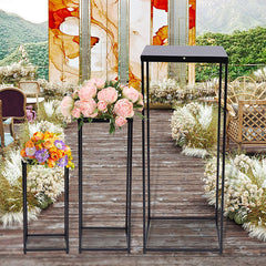 Lofaris 3 Pcs Black Metal Cuboid Shelf Wedding Decoractions