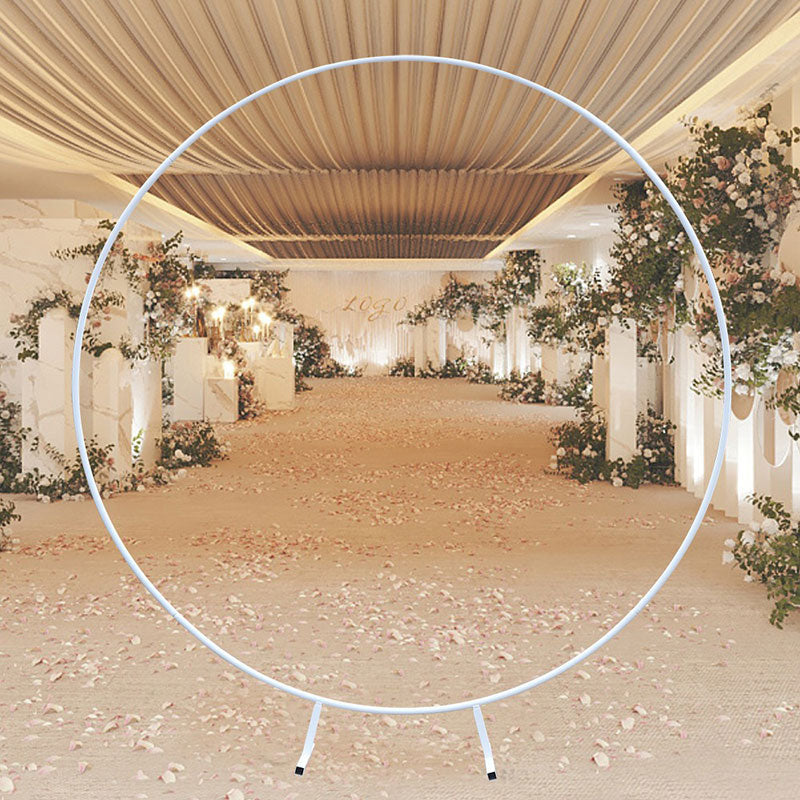 Lofaris 4Ft White Circle Floral Metal Arch For Wedding Party