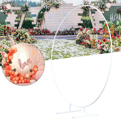 Lofaris 4Ft White Circle Floral Metal Arch For Wedding Party