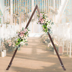 Lofaris 8.2Ft Deep Wooden Floral Triangle Wedding Arch Stand