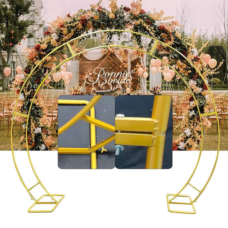 Lofaris 1X3.2Ft Gold Metal Wedding Floral Stand | Wedding Arch Decorations | Wooden Wedding Arch for Decorations | Circle Wedding Arch Decor