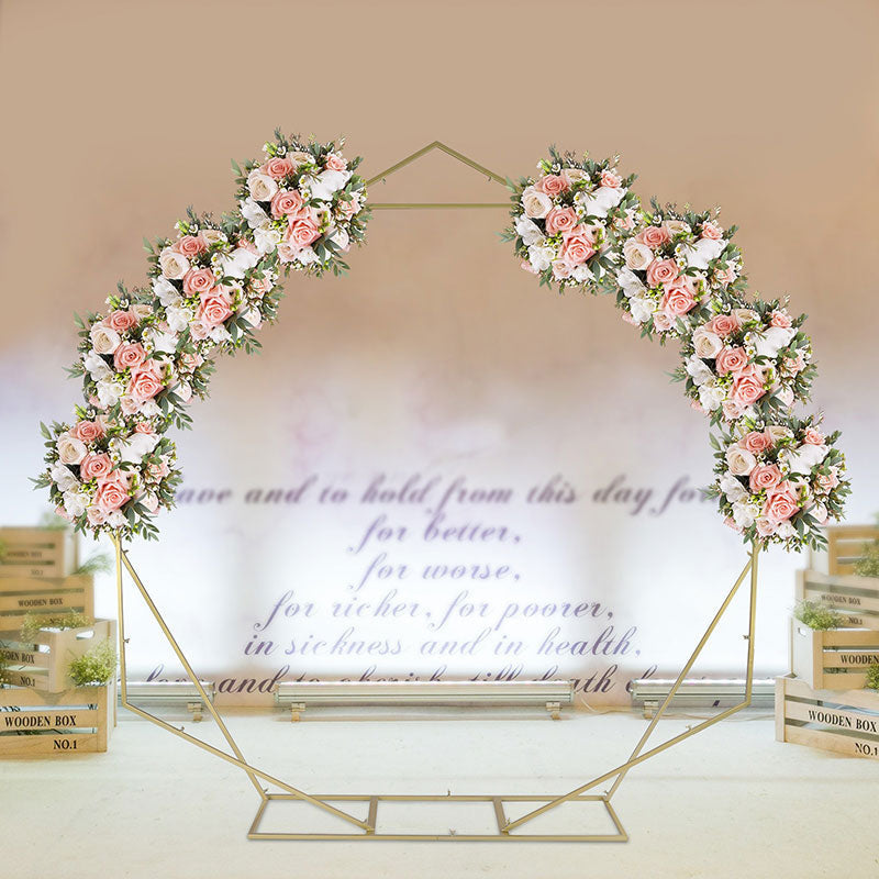 8.7X7.9FT Dual Geometric Shaped Gold Metal Wedding Arch - Lofaris