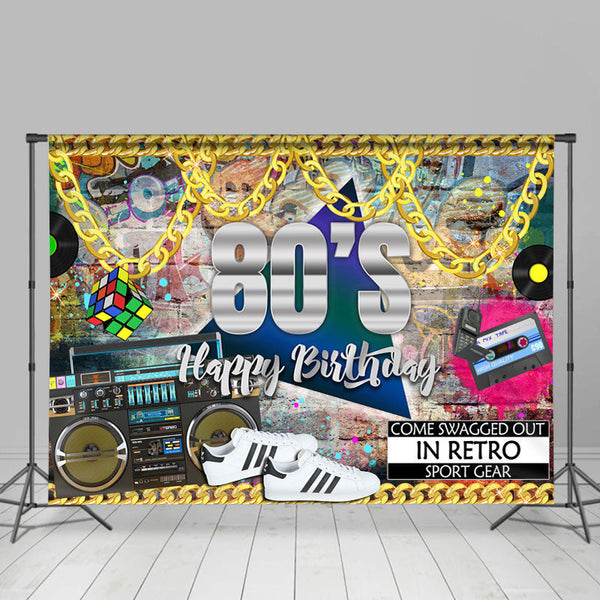 Its A 80S Party Neon Lights 80S Theme Dance Backdrop