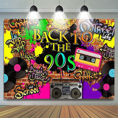 Lofaris 90S Hip Hop Graffiti Brick Retro Radio Fashion Birthday Backdrop