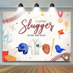 Lofaris A Little Slugger Is On The Way Baby Shower Backdrop