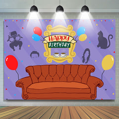 Lofaris Friends Sofa Balloon Purple Happy Birthday Backdrop