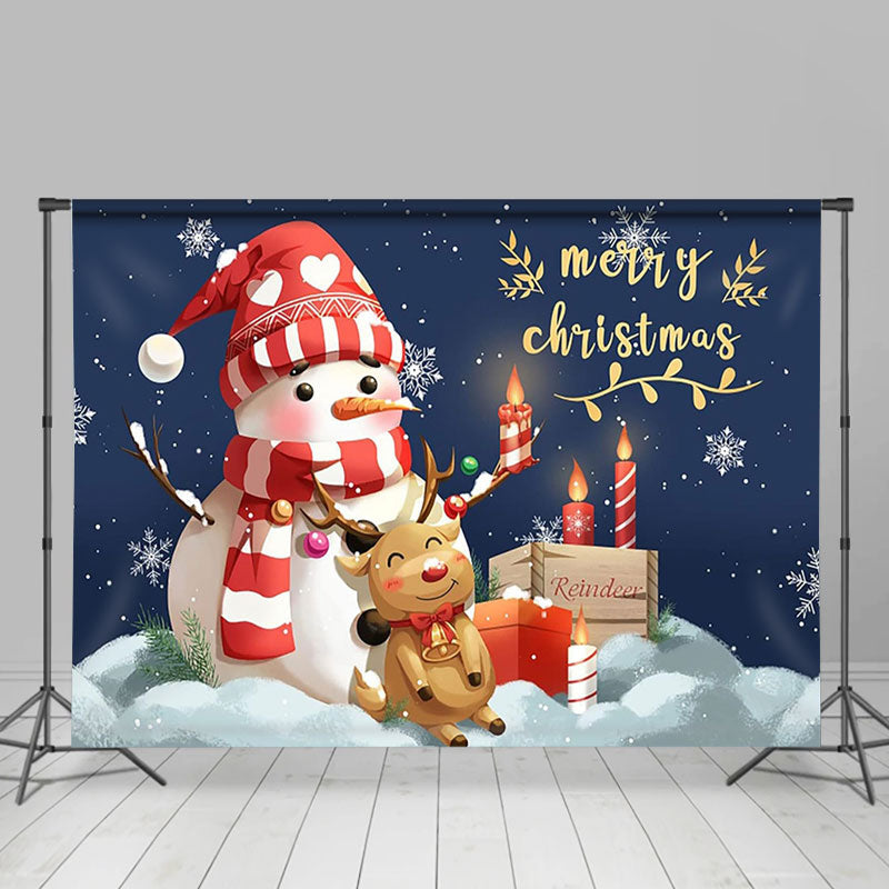 Lofaris Snowman Elk Candle Merry Christmas Photo Backdrop