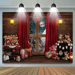 Lofaris Window Bear Moon Elk Christmas Photography Backdrop