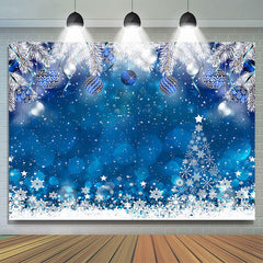 Lofaris Blue Snowflake Ball Bokeh Christmas Photo Backdrop