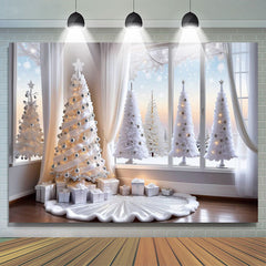 Lofaris White Christmas Tree Windows Photoshoot Backdrop