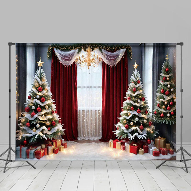 Lofaris Christmas Tree Window Gifts Photoshoot Backdrop