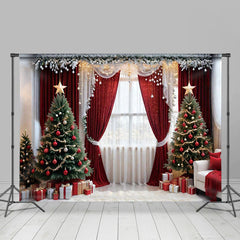 Lofaris Curtain Christmas Tree Window Photography Backdrop