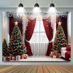 Lofaris Curtain Christmas Tree Window Photography Backdrop