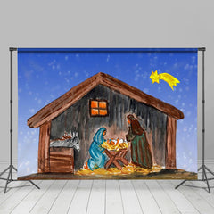 Lofaris Nativity Manger Scene Star Photo Christmas Backdrop