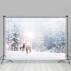 Lofaris Winter Forest Snowfield Elk Photography Backdrop