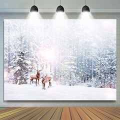 Lofaris Winter Forest Snowfield Elk Photography Backdrop