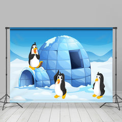 Lofaris Cartoon Penguins Polar Igloo Photography Backdrop