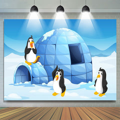 Lofaris Cartoon Penguins Polar Igloo Photography Backdrop