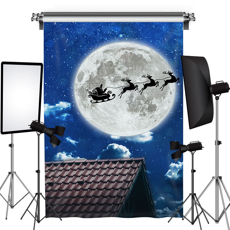 Lofaris Reindeer Sleigh Moon Roof Christmas Photo Backdrop