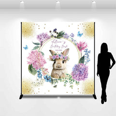 Lofaris Custom Name Rabbit Flower Circle Birthday Backdrop