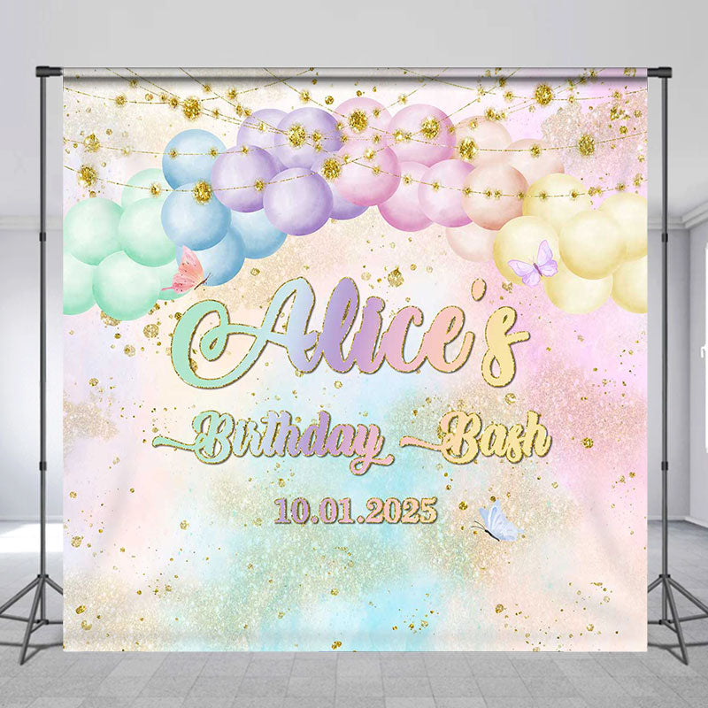 Lofaris Candy Color Balloons Custom Name Birthday Backdrop