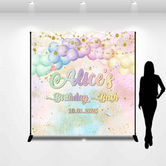 Lofaris Candy Color Balloons Custom Name Birthday Backdrop