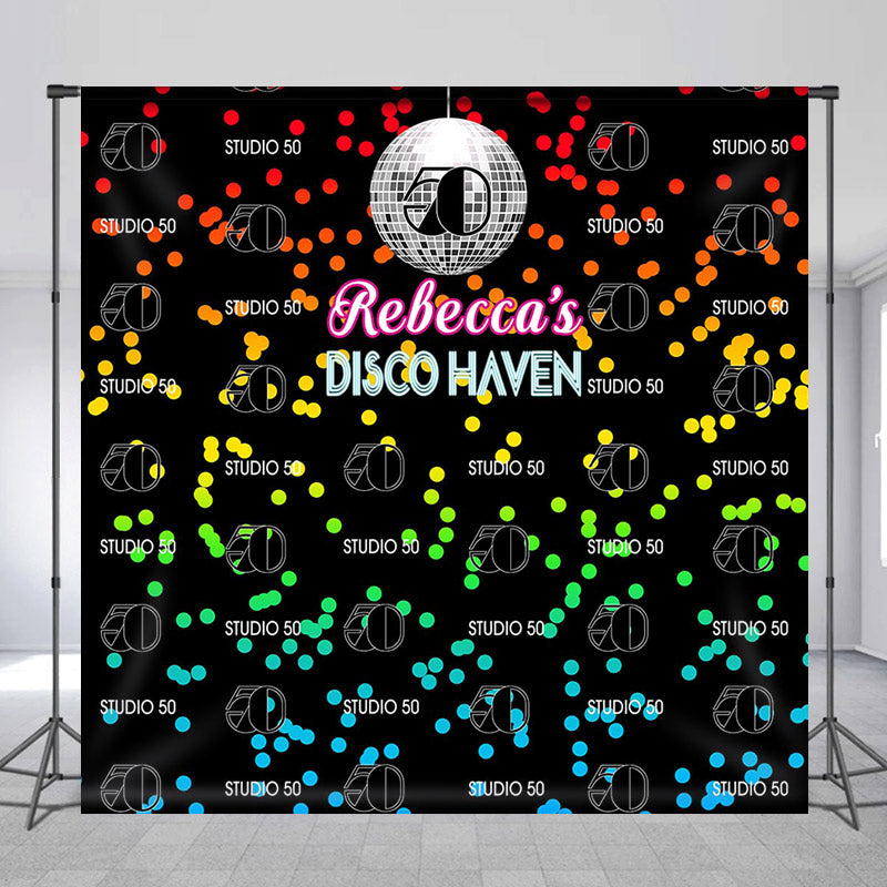 Lofaris Disco Haven Studio Custom Name 50th Birthday Backdrop