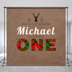 Lofaris Personalized Brown Papar Texture 1st Birthday Backdrop