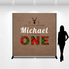 Lofaris Personalized Brown Papar Texture 1st Birthday Backdrop