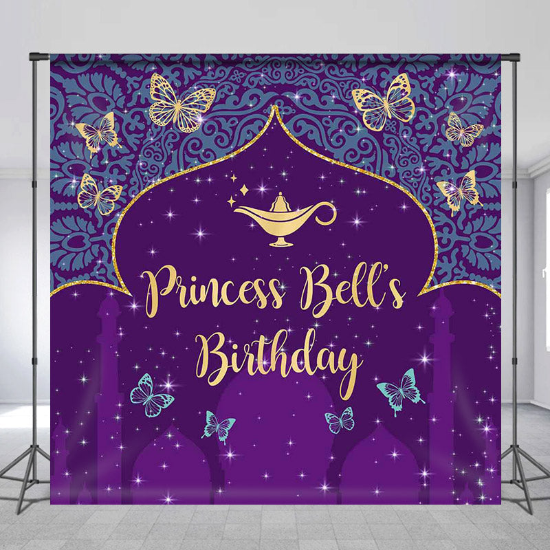 Lofaris Blue Mandala Glitter Purple Custom Birthday Backdrop