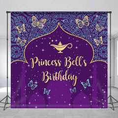 Lofaris Blue Mandala Glitter Purple Custom Birthday Backdrop