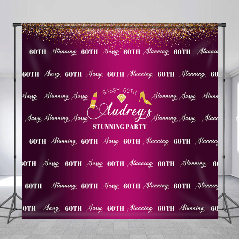 Lofaris Glitter Magenta Repeat Custom 60th Birthday Backdrop