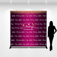 Lofaris Glitter Magenta Repeat Custom 60th Birthday Backdrop