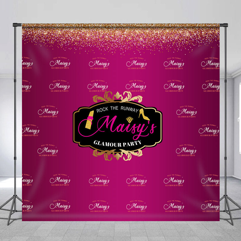 Lofaris Personalized Magenta Repeat Glamour Party Backdrop