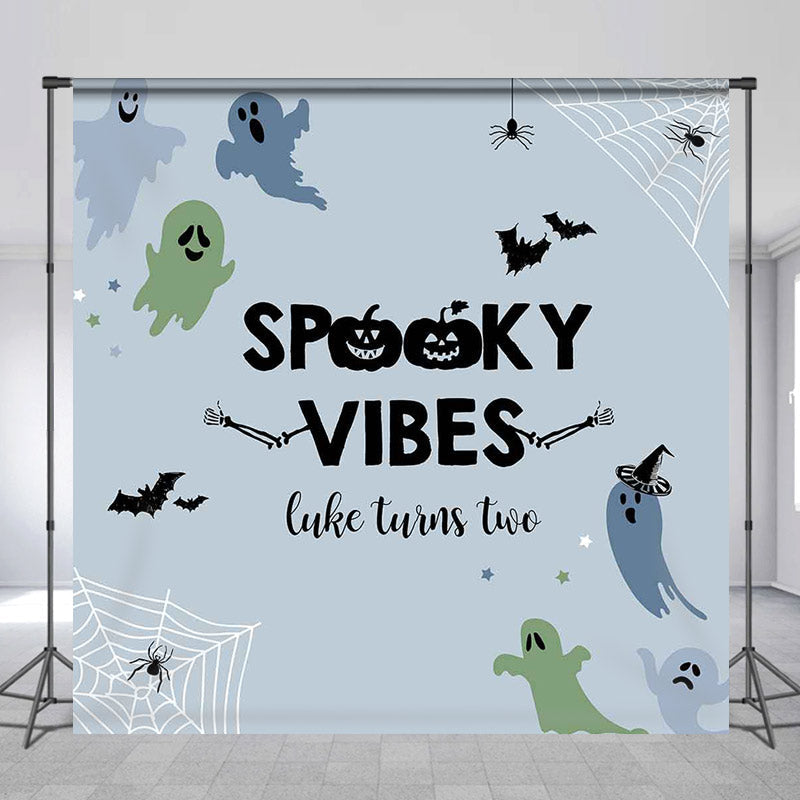 Lofaris Spooky Vibes Ghost Twins Custom 2nd Birthday Backdrop