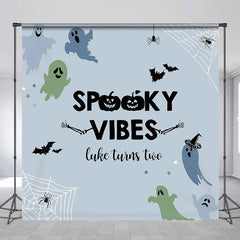 Lofaris Spooky Vibes Ghost Twins Custom 2nd Birthday Backdrop