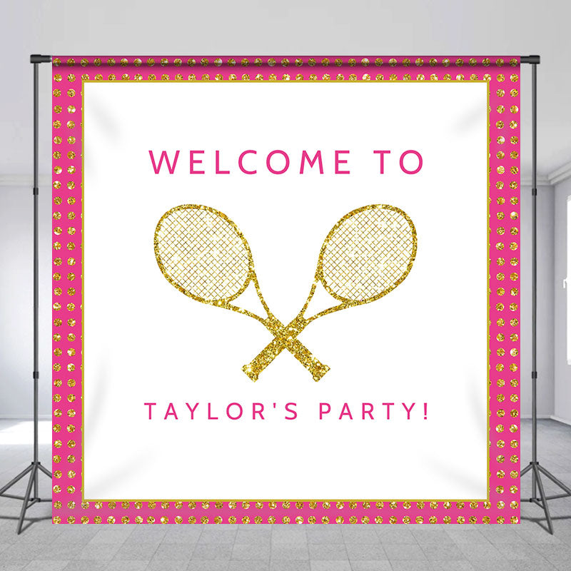 Lofaris Customized Name Welcome Tennis Racket Party Backdrop