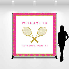 Lofaris Customized Name Welcome Tennis Racket Party Backdrop