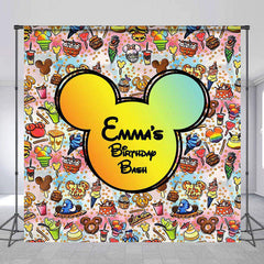 Lofaris Custom Name Mouse Dessert Bash Birthday Backdrop