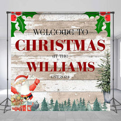 Lofaris Custom Wooden Board Santa Family Christmas Backdrop