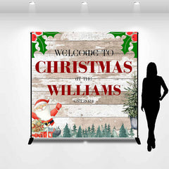 Lofaris Custom Wooden Board Santa Family Christmas Backdrop