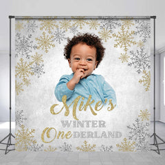 Lofaris Custom Photo Winter Snowflake 1st Birthday Backdrop