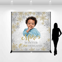 Lofaris Custom Photo Winter Snowflake 1st Birthday Backdrop