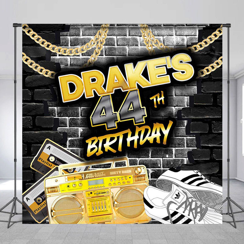 Lofaris Hip Hop Style Brick Wall Custom 44th Birthday Backdrop